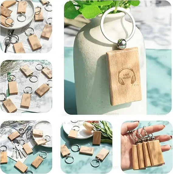 Wholesale Solid Wood Keychain Laser Engraved Logo Round Keyring Promotional Souvenir Ring Custom Personalized Fashion_voghion.com