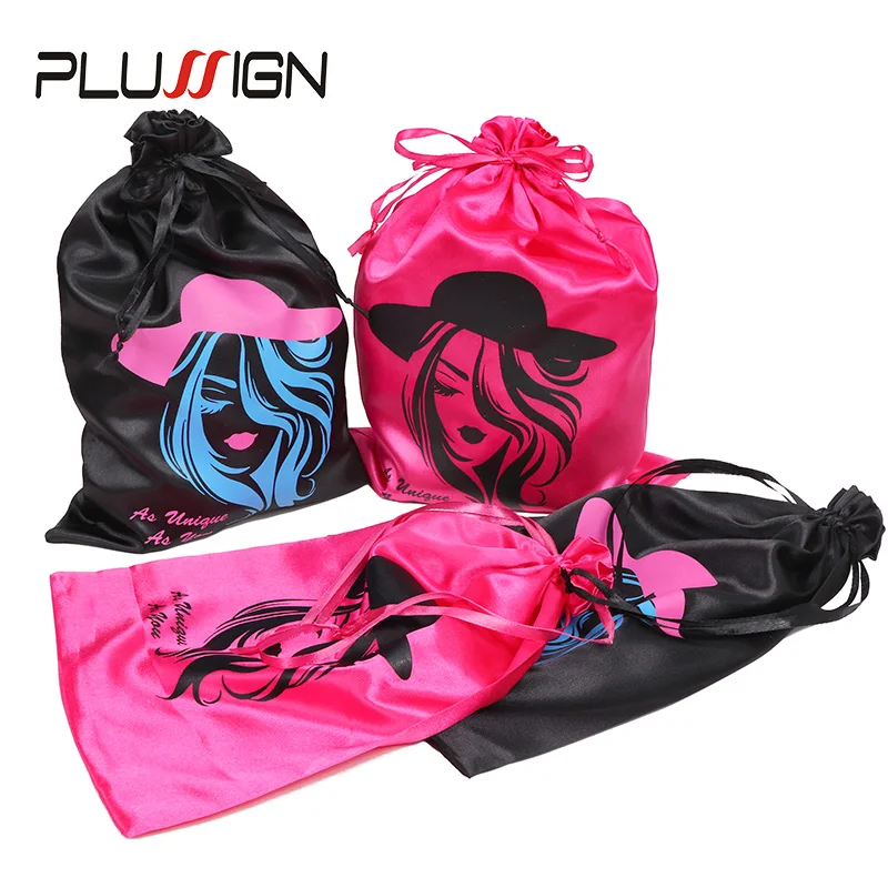 Custom Satin Bags Silk Large Satin Drawstring Bag For Hair Bundles