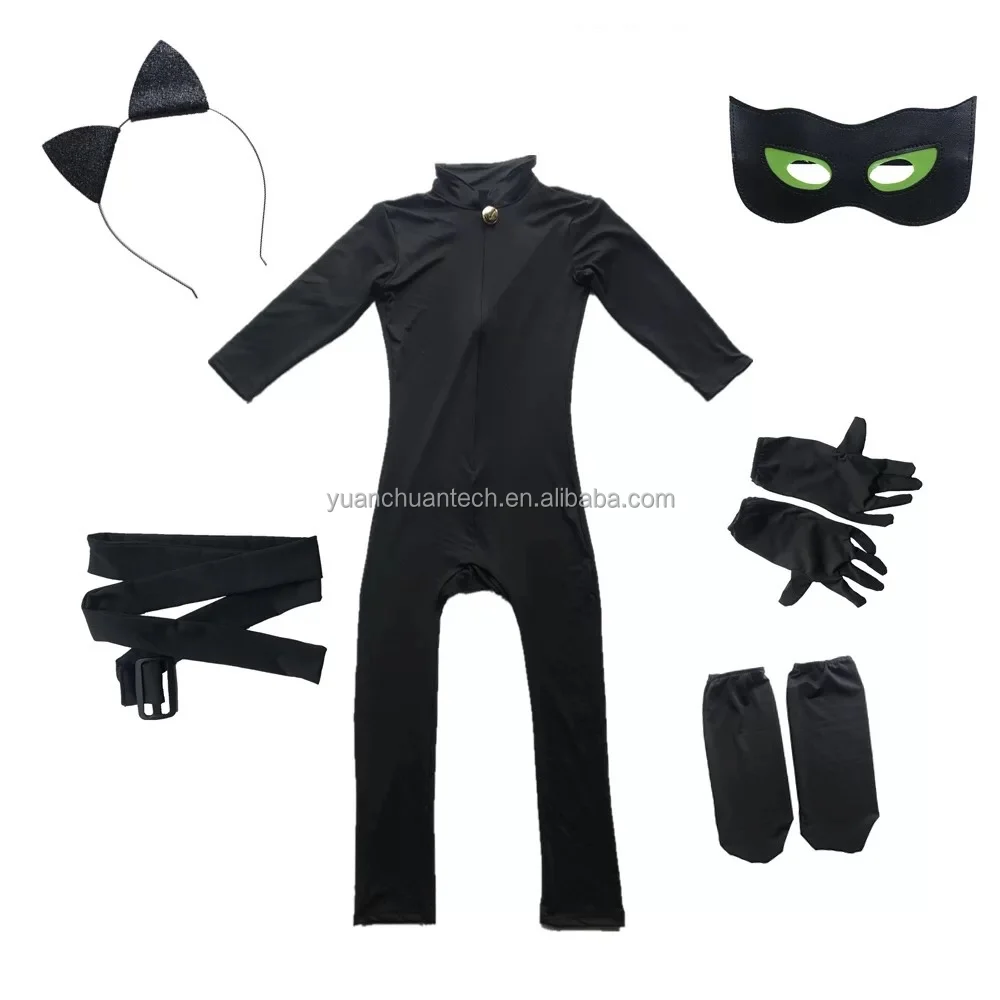 Boy Girl Child Halloween Black Cat Cosplay Jumpsuit Kids Cat Costume 