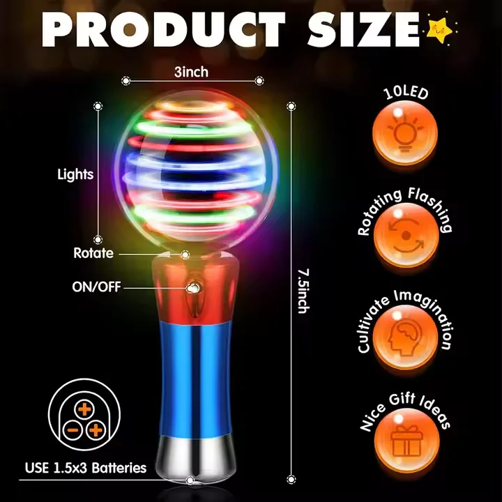 Customized Pattern LED Magic Princess Stick Light Star Ball Kids' National Day Party Spinning Toy Light-Up Wand