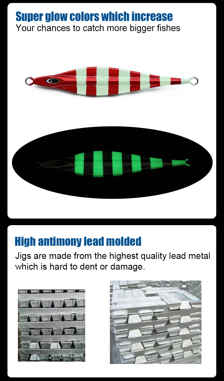 Thorforce Attractive Colorful Jigging Metal Fishing Lure Saltwater Luminous Slow Jig 165g Ice