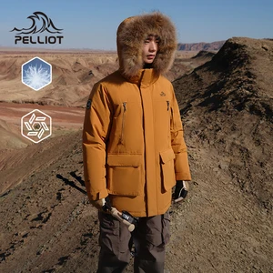 Pelliot Outdoor 800 Filling Winter -30℃ Parka Hooded Coats for Men Casual Windproof Waterproof 10000mm Warm 95 Goose Down Jacket