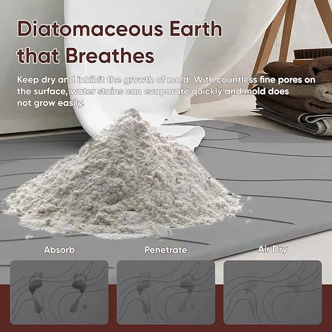 Natural Anti-Slip Fast Drying Bath Stone Mat Water-Proof Engraved Diatom Carpet for Home Use