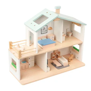 Multi-functional Children's Wooden Nordic Style House Pretend Play Simulation Educational Learning Toys for Kids Boys & Girls