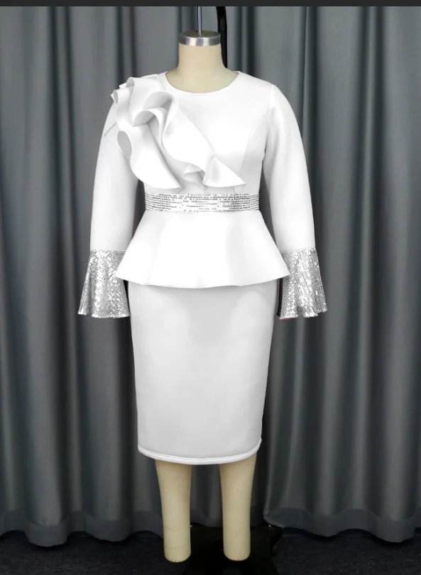 white sequin peplum dress Sequin Grace Peplum Dress