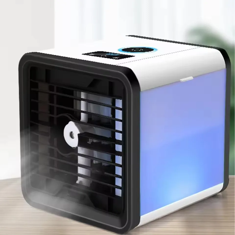 Nieuwe digitale display mini-airconditioner ventilator met luchtreiniging, bevochtiging en kleurrijke nachtverlichting voor verkoeling in de zomer._voghion.com