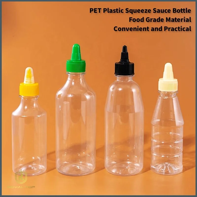 Food Grade Transparent Squeeze Sauce Bottle 200ml 300ml 500ml 660ml Tomato Ketchup Chili Hot Sauce Plastic PET Empty Bottle