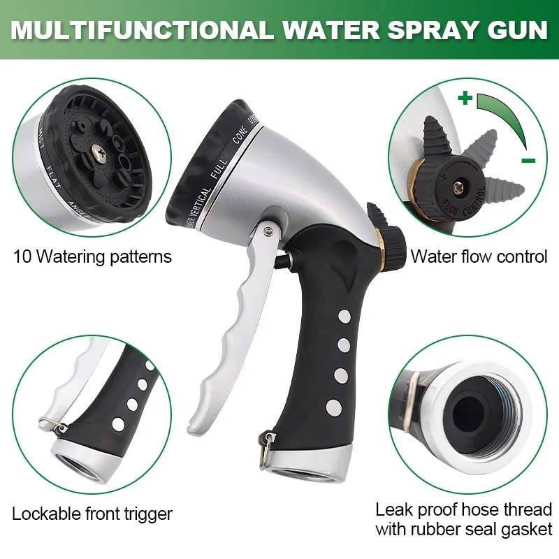 Sunshine 10 Function Adjustable Slip Resistant Garden Hose Nozzle Hand