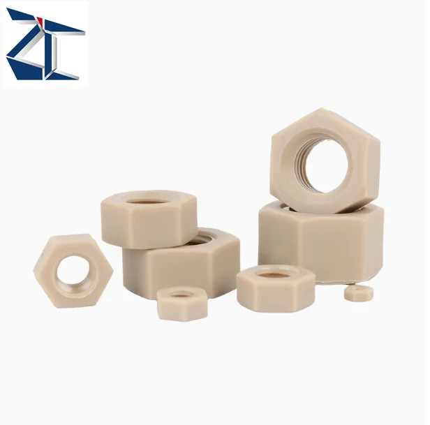 Professional Custom Peek plastic nut flat pad High temperature resistant hexagon nut corrosion resistant washer M3-M16