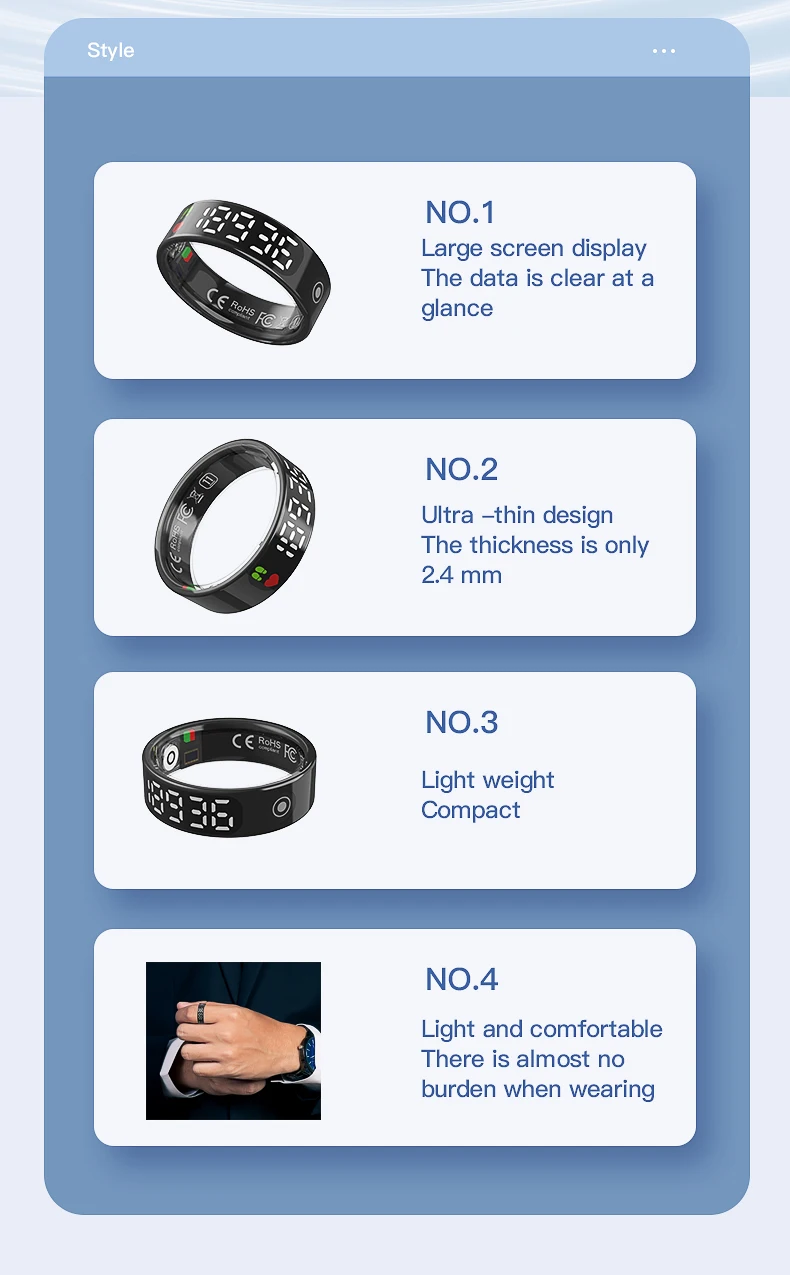 If you are searching for a supplier of a product with perfect quality control and highly competitive prices, which gives you an advantage in expanding your local market, then contact us now!  Competitive suppliers of  V9 Smart Ring Health Monitoring 5ATM Waterproof Multi-Language Heart Rate Multi Sports Smart Rings for Men/Women