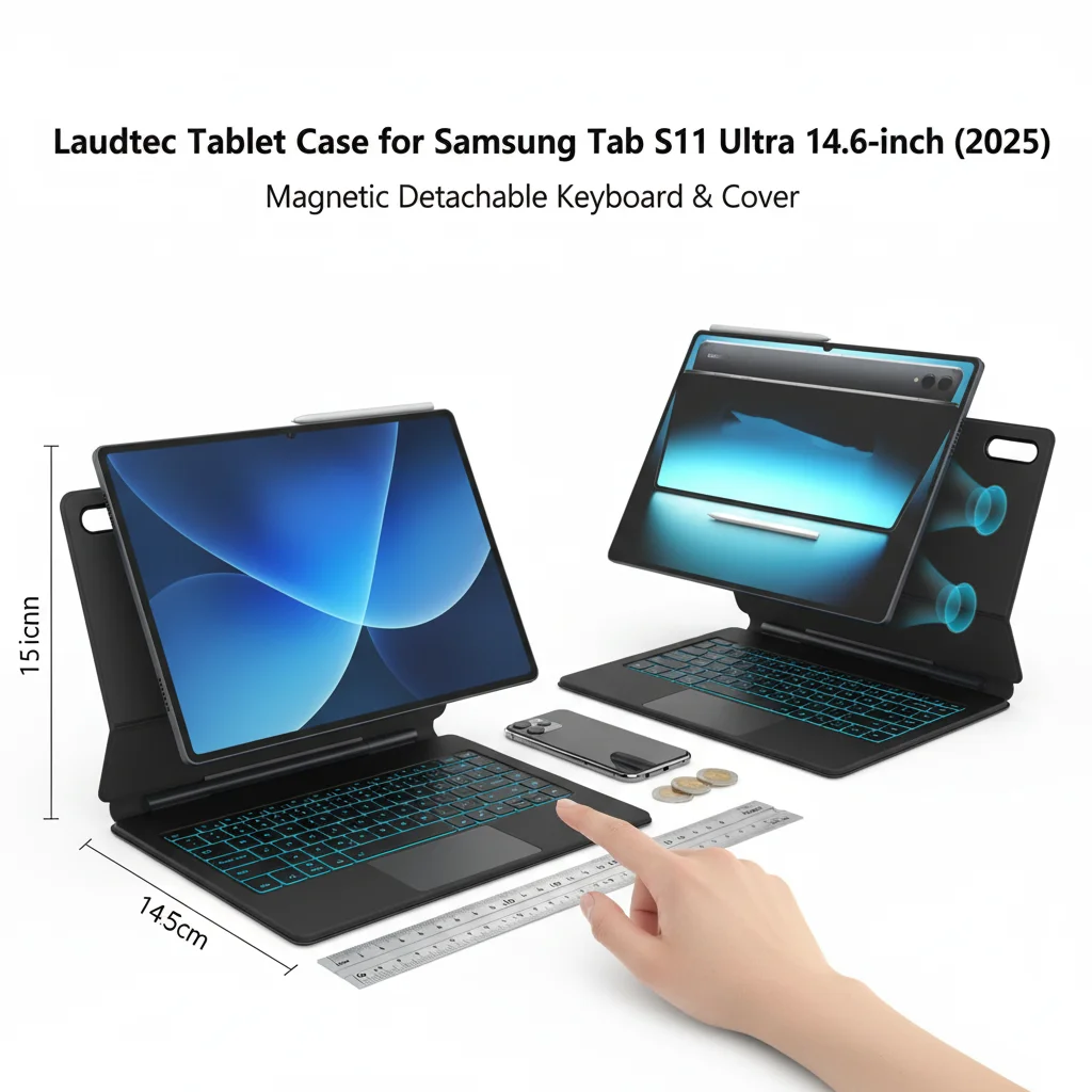 product magic keyboard case for samsung galaxy tab s11 ultra 146 backlit magnetic stand multi touch track pad ai key laudtec-3