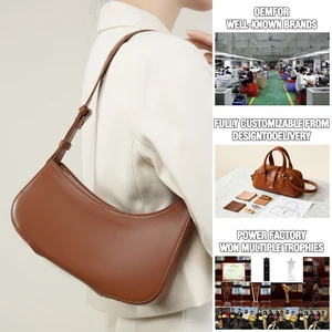 Manufacturer Wholesale Custom Women's Retro Leather Shoulder Bags OEM/ODM High-quality Cowhide Luxury Crescent Bag Zipper