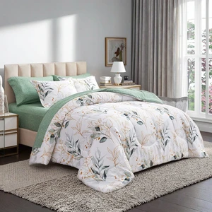 Luxury Printed Comforter Set 1 Quilted Comforter 2 Pillowcases Custom Size Breathable Bedding for Home Use Factory Wholesale
