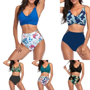 Custom Ladies Sexy Bikini Set Hot Sale Woman's Hot Colorful Bikini Two Pieces Swimwear Beachwear Flower Printed Bikini for Women