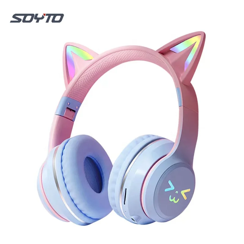 BT612 Wireless BT Cute Cat Ear Kids Over-Ear Headphones for Girls Gaming  Audifonos Auriculares Koptelefoon Cuffie Con Filo ODM