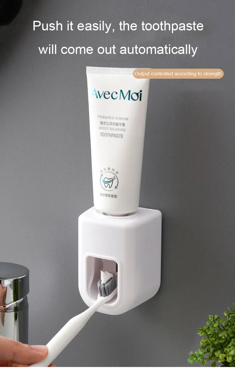 Hot Selling Plastic Pp Nopunching Wall Mount Toothpaste Storage