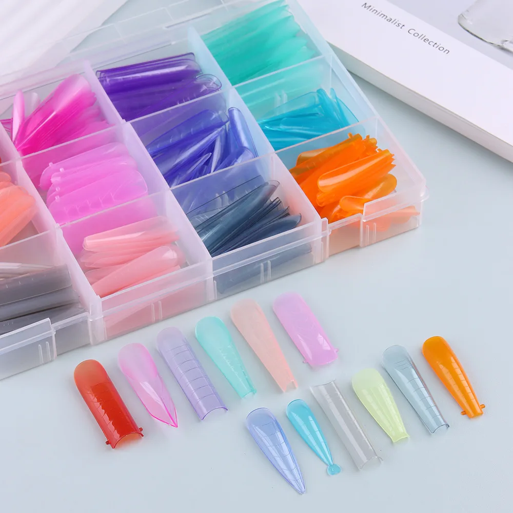 288Pcs High Quality Transparent Nail Forms Full Cover Colors 12 Styles Nail Dual Forms French Pink