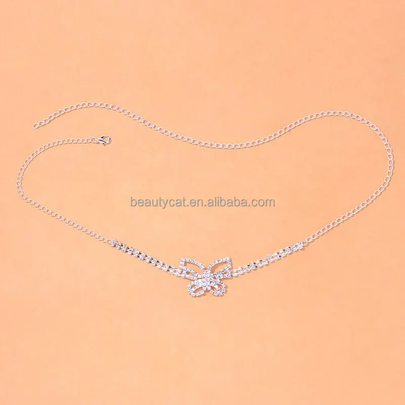 Luxury Double Row Full Diamond Butterfly Leg Chain Women Fashion Sexy Party Sparkling Rhinestone