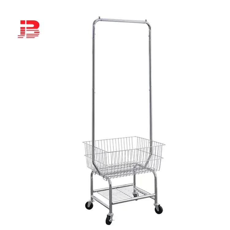 Clothing Store Metal Clothing Garment Rack/ Movable Clothes Hanger Display Rack manufacture