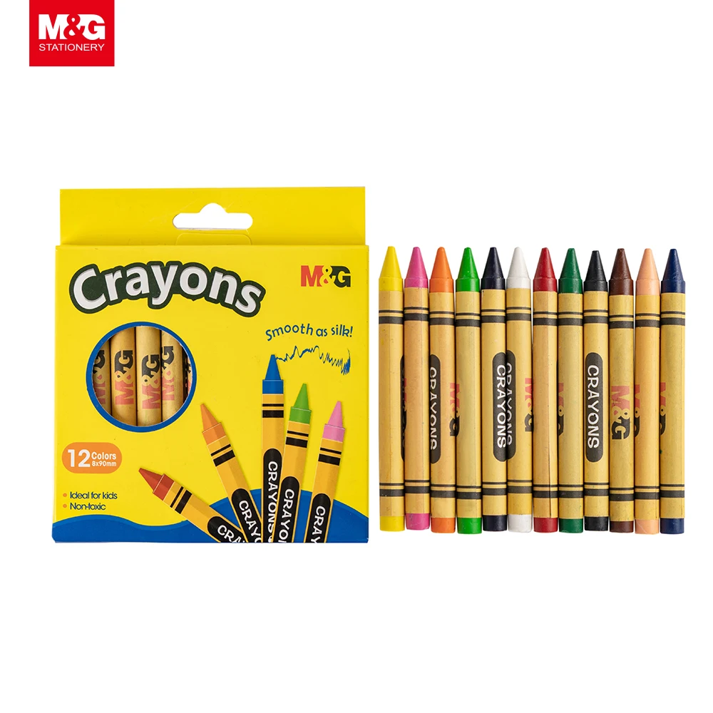 M&G Silk Smooth Round Crayon Set 8mm*90mm 12 Colors Art Supply Ideal for  Kids Gifts - China Promotional Items, School Crayon