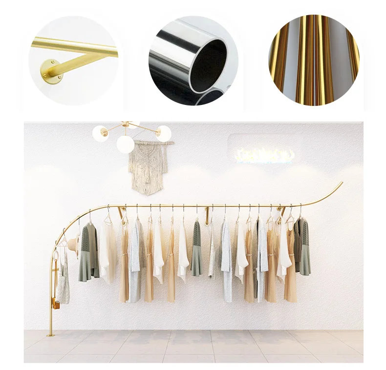 Shop Our Fashion Golden Cloth Garment Racks for Boutiques