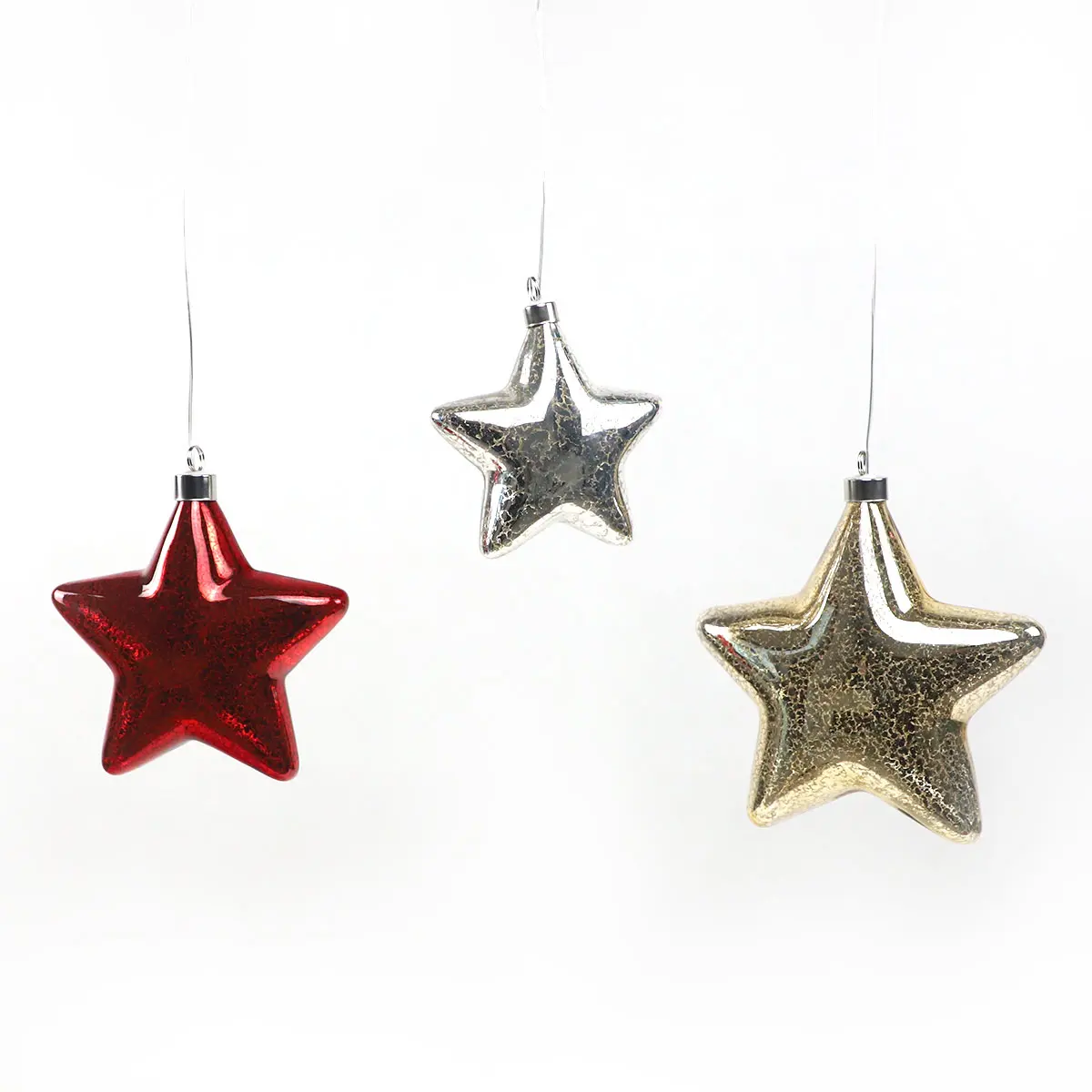 High Quality Special Shaped Cordate Pentagram Glass Hanging Christmas Tree Decoration Accept Custom Home Decor