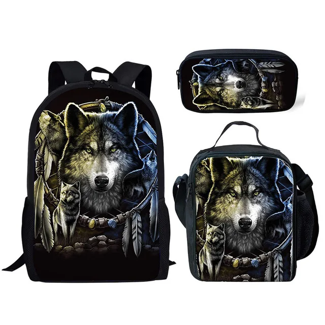 Favourite Polyester School Bags Wolf Backpack Customized Color