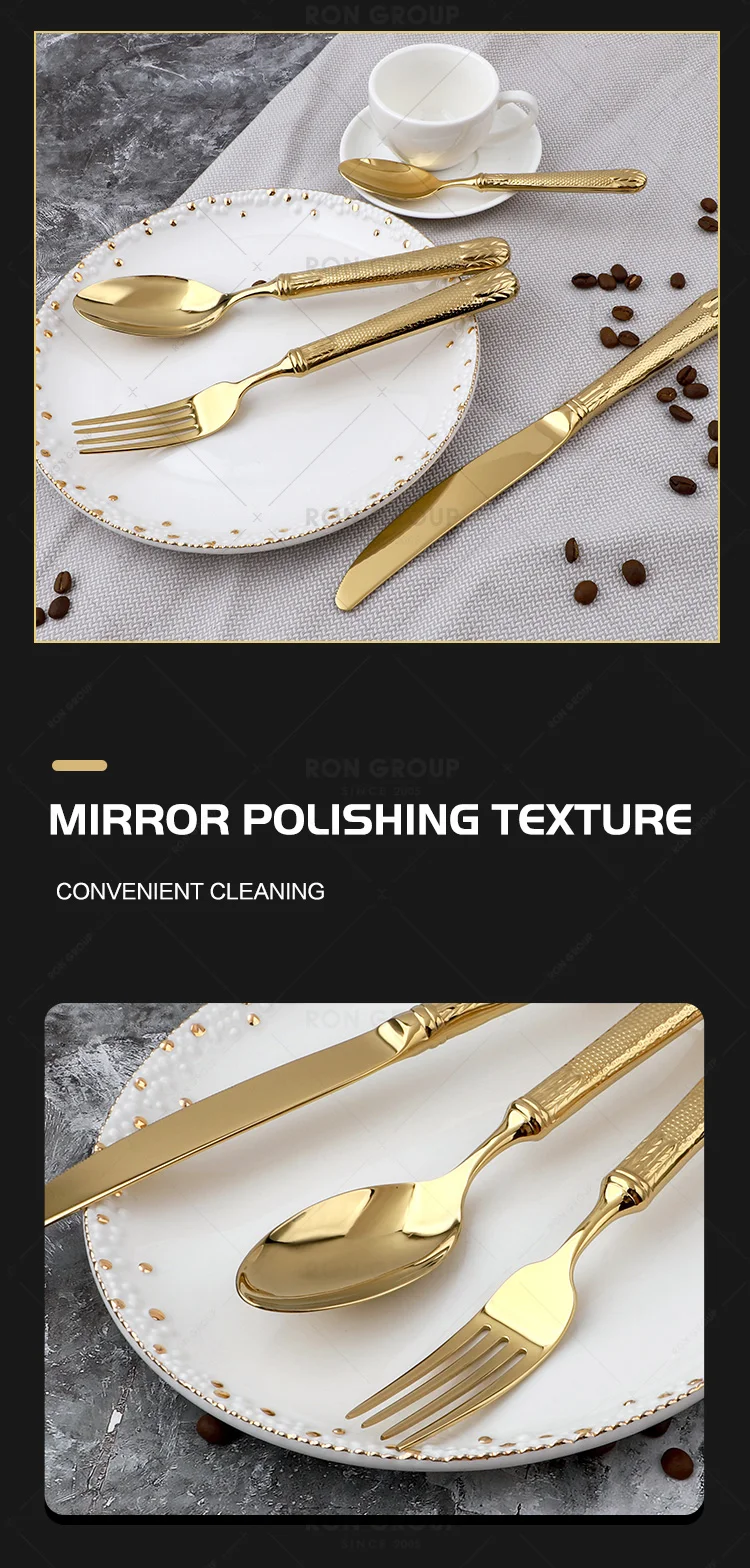 Luxury Metal Reusable Restaurant Utensils Rustic Flatware Silver for Wedding Tableware Stainless Steel Cutlery Set