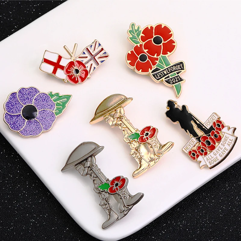 Factory Enameled Poppy Flower Lest We Forget Pin Badge United Kingdom ...