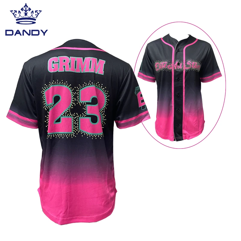 Source Sublimation Cheer Baseball Jersey Custom Print button up with  Different names on on m.