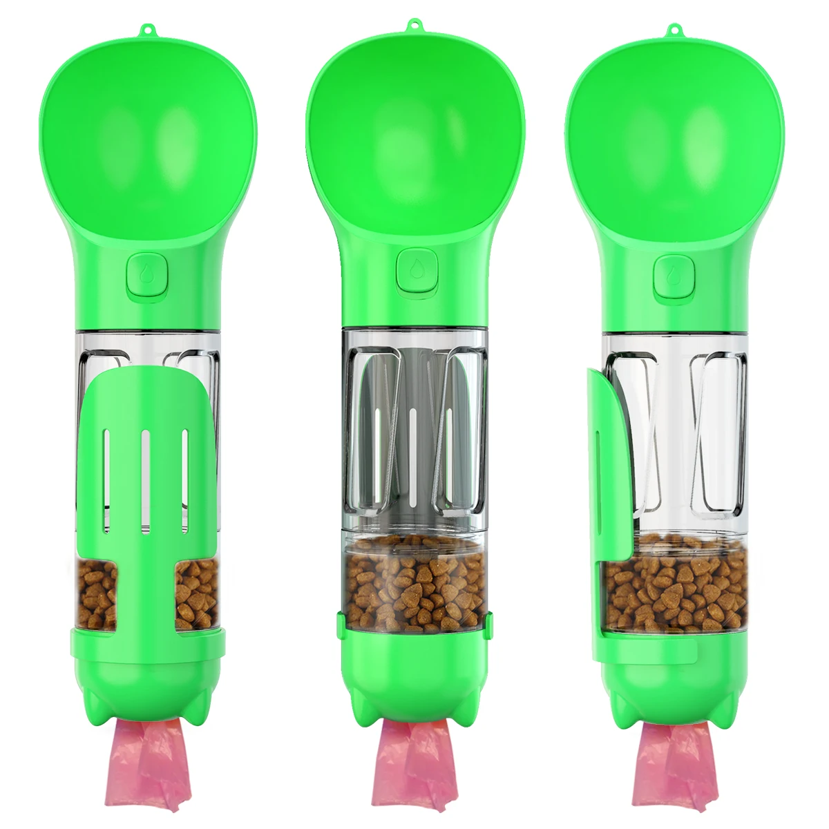 Botella de Agua Multifuncional para Mascotas 4 en 1, Contenedor de Comida  para Perros con Dispensador de Bolsas para Excrementos, Recogedor y Botella  de Agua Portátil para Perros| Alibaba.com