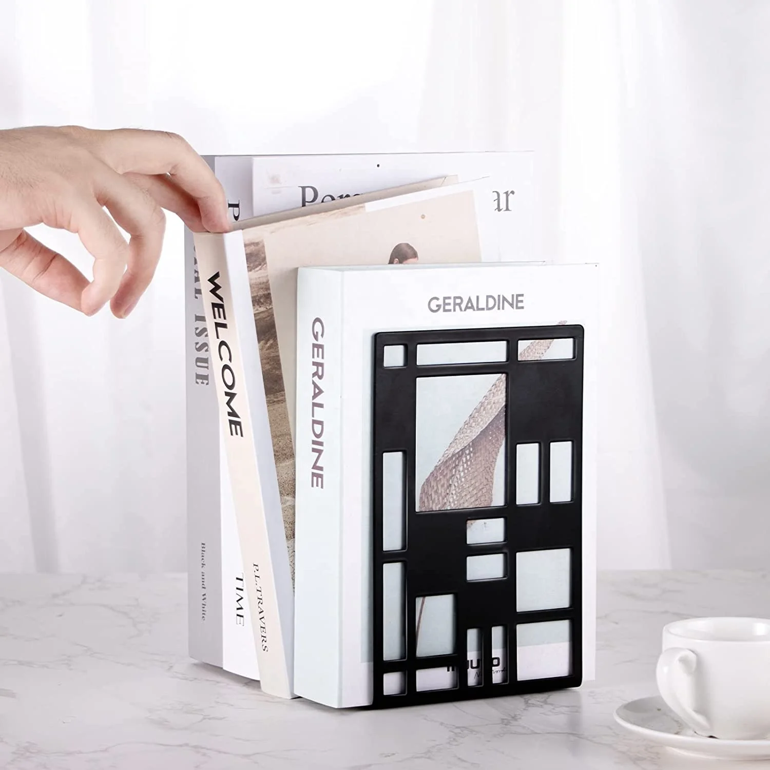 Металлический сверхпрочный разделитель книг с концами, декоративный держатель для дома, офиса, стопор для хранения книг, с железными концами