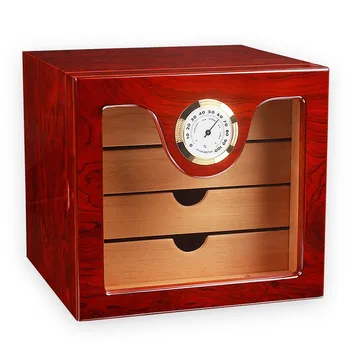 Piano Lacquer Glossy Cigar Display Cabinet Cedar Wood Cigar Humidor Box With Humidifier Hygrometer