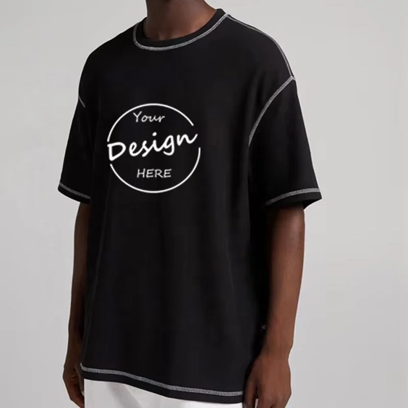 Ss Techno Effen T Shirt Heren Oversized Shirt Zwart T Shirt