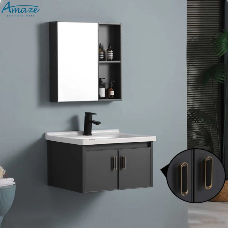 Wholesale high quality modern bathroom mirror cabinet furniture wall hung bathroom vanity with sink details