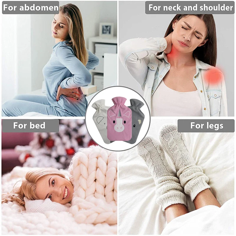 1000ml 2000ml reusable medical reusable rubber hot water bottle foot warmer periods hot water bag with cover