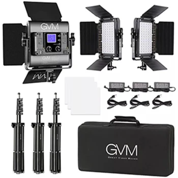 3 Packs GVM 800D RGB LED Photography Lighting 3200K-5600K 8 Kinds Scene Video Lighting Kit with APP Control for YouTube Studio