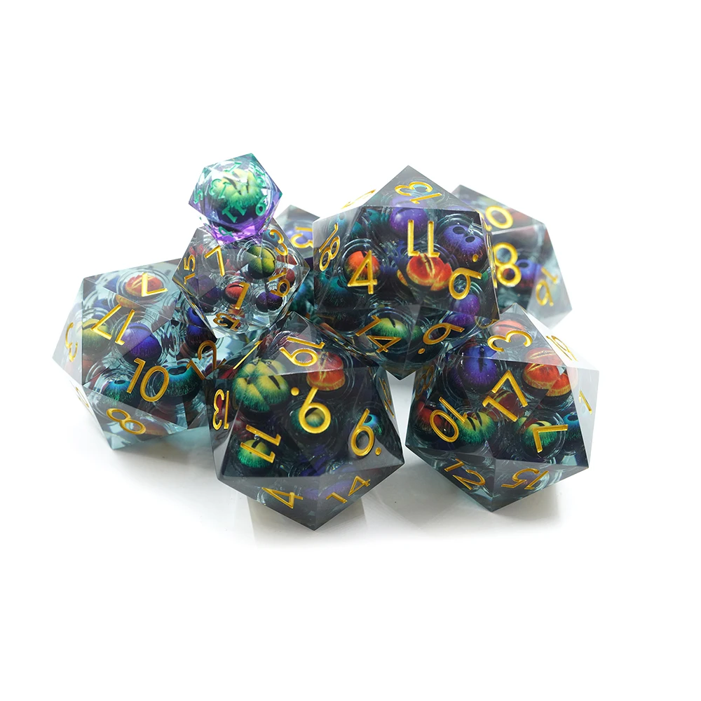 Yushun Fabricat a mida DND D20 Daus de resina de 50 MM Gran disseny d'ulls de drac en moviment Polièdric per a Dungeons and Dragons