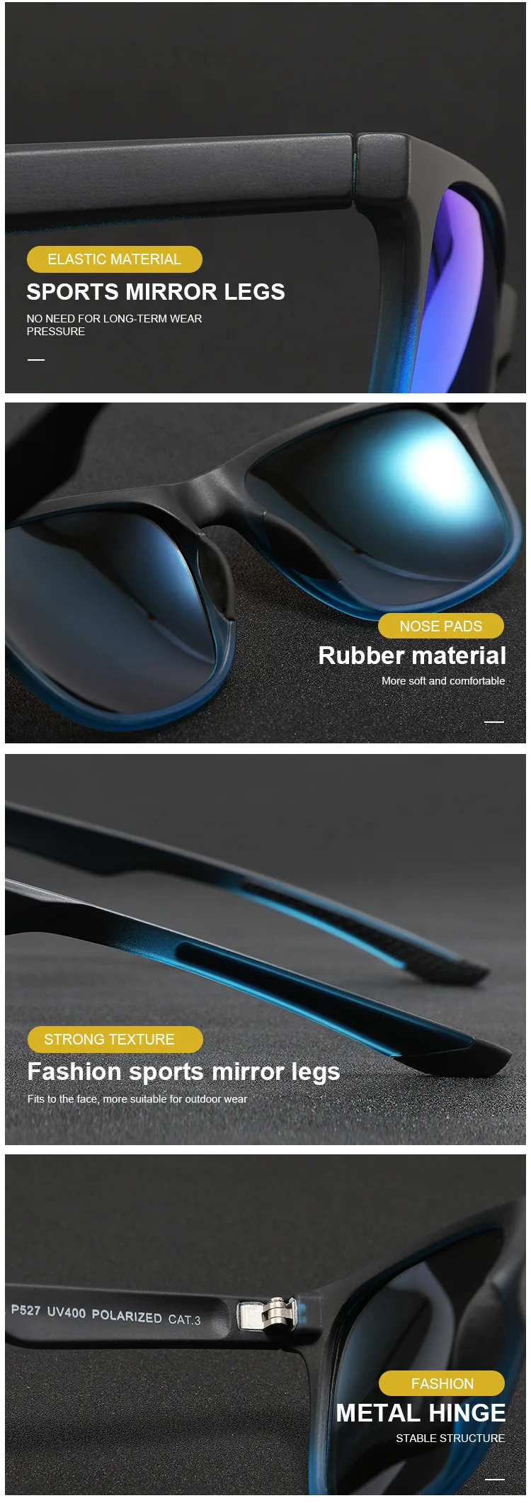 Wholesale Sport Sunglasses Men Polarized Lens Outdoor Shades Sun Glasses Custom logo Cycling Running Glasses
