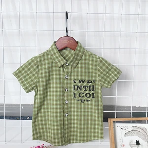 Pure Cotton Short Sleeve Kids Shirts for 3-10 Years Old New Children's Casual Striped Shirts for Spring Autumn Washed Technique