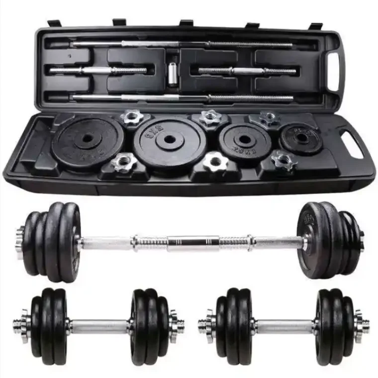 Gratis beban Gym Dumbbell dilapisi besi hitam Gym inkrement angkat berat  50kg Dumbell dapat disesuaikan Set dengan membawa kasus