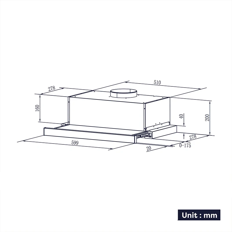 Builtin Telescopic Cooker Hood Under Range Hood With 3speed
