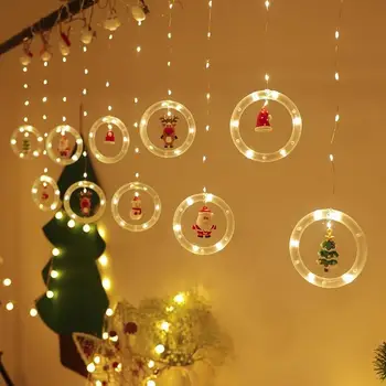 LED Christmas ring lights cartoon pendant lights bedroom living room wall curtain flashing lights shop decoration stars