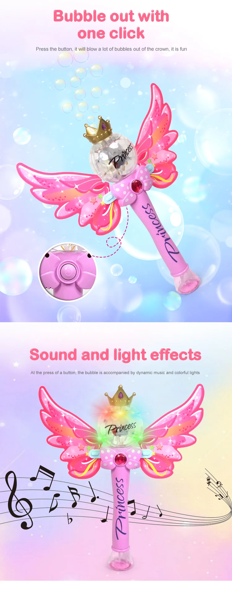 Fashion Bubble Wand Toys Design Bubble Machine Plastic Fairy Magic Wand ...