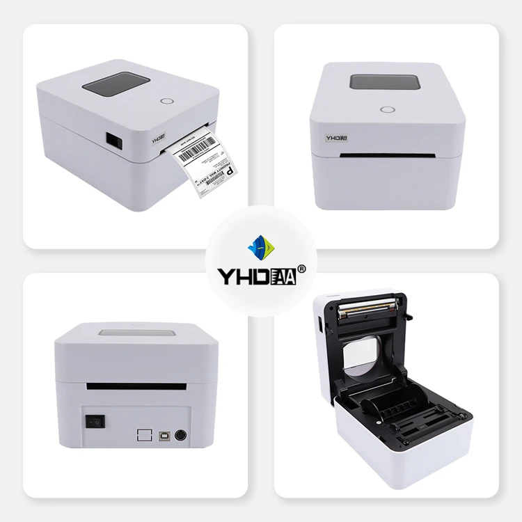 YHDAA Fast Speed Print Auto Stripping Label Printer 110mm Usb Port Desktop Thermal Label Printer for Android Ios Windows