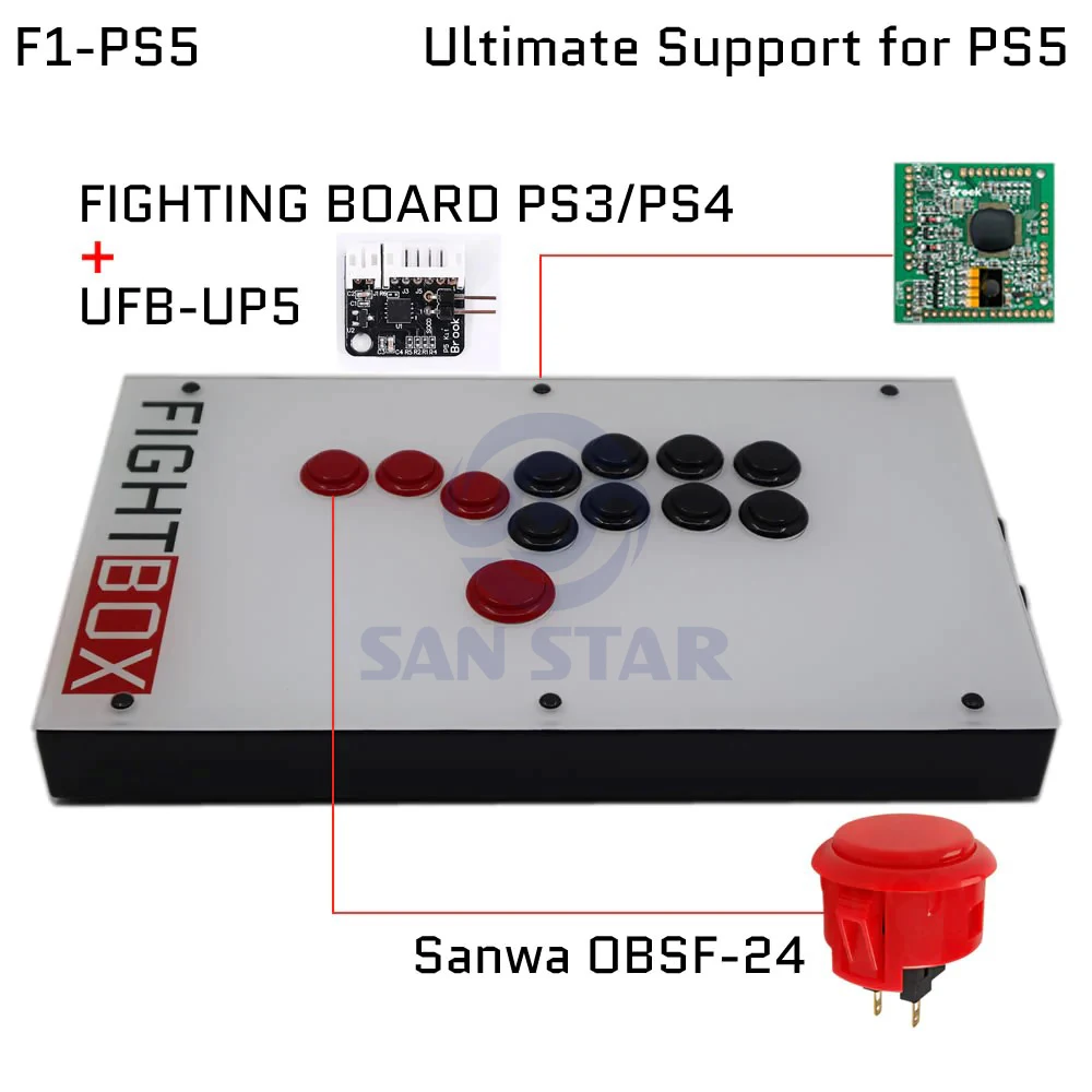 F1-PS5 All Buttons Sanwa OBSF-24 30 Hitbox Fight Stick Game Controller  Arcade FightBox Joystick For PS5/PS4/PS3/PC| Alibaba.com