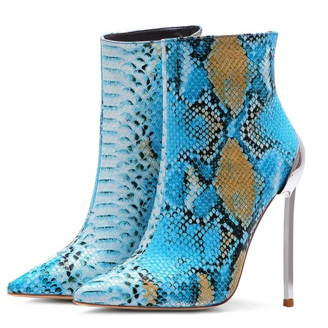 Blue snakeskin store ankle boots