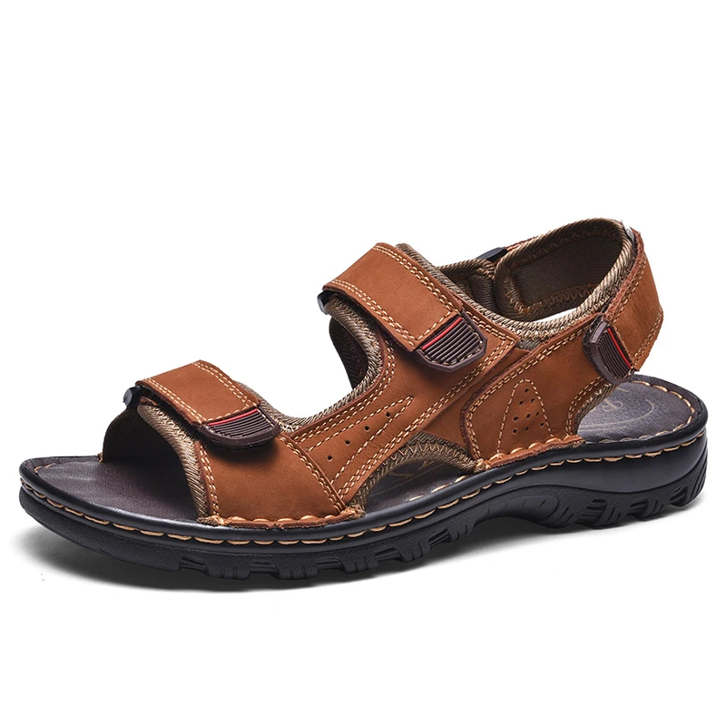 Classic Design Non-slip Open Toe Outdoor Trekking Leather Upper Summer Beach Flat Sandals