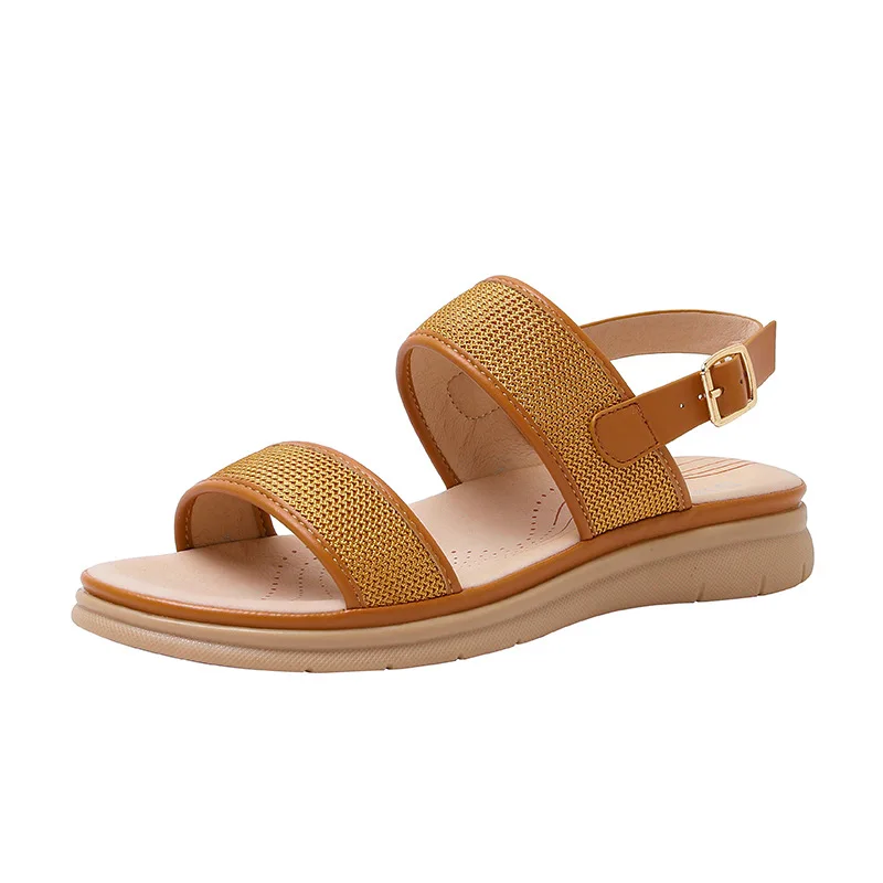 Hot Sale Fashion Summer Open Toe Ankle Strap Shoes Comfortable Casual Flat  Sandals for Women and Ladies