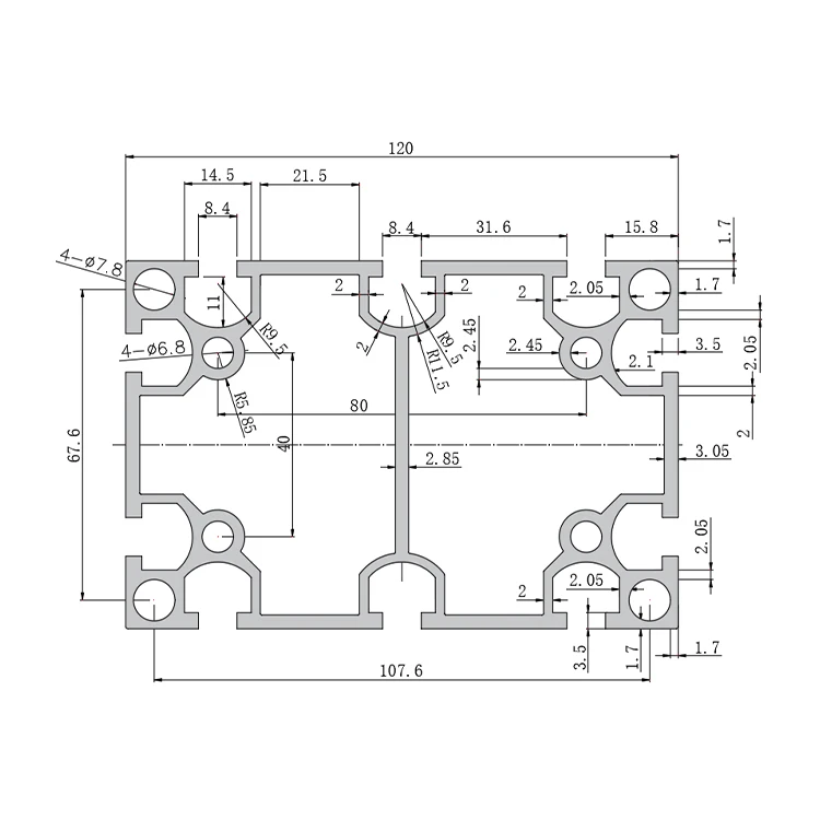 product 80120mechanical equipment rack aluminium extrusion v slot aluminum profile cnc linear rail mechanical arm aluminum alloy bracket673-3